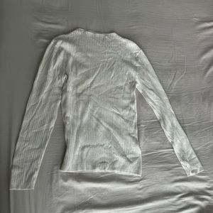 White sweater knit low turtleneck